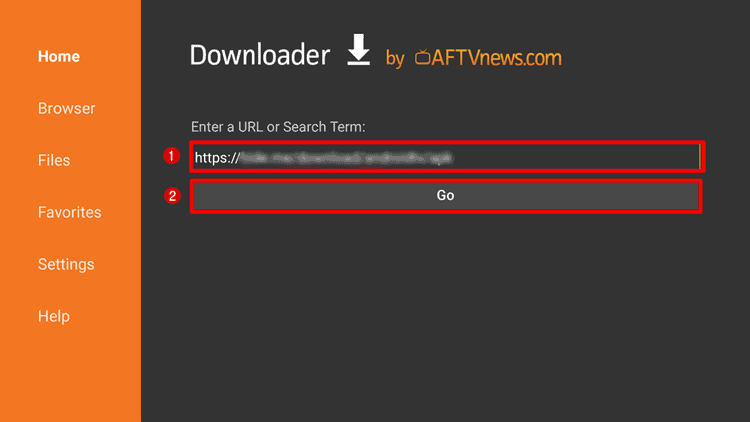 输入网址以在Fire TV Stick上下载应用程序